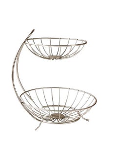 sulfar Heavy Stainless Steel 2 Tier Fruit & Vegetable Basket For Dining Table & Kitchen (Silver)  - Image 1