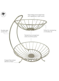 sulfar Heavy Stainless Steel 2 Tier Fruit & Vegetable Basket For Dining Table & Kitchen (Silver)  - Image 3