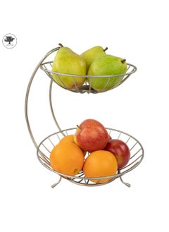 sulfar Heavy Stainless Steel 2 Tier Fruit & Vegetable Basket For Dining Table & Kitchen (Silver)  - Image 4