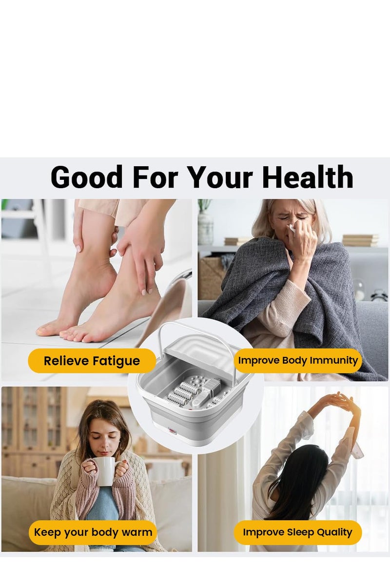 إيسي حمام سبا القدمين القابل للطي مع الحرارة ومزلجات التدليك، مدلك القدمين القابل للطي مع نقاط التدليك بالضغط، الضوء الأحمر، مع التسخين الذكي لمنتجع صحي المنزلي للاستخدام كهدية - Image 3