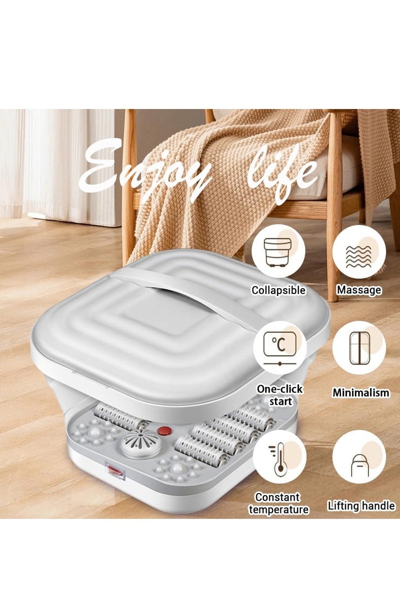 إيسي حمام سبا القدمين القابل للطي مع الحرارة ومزلجات التدليك، مدلك القدمين القابل للطي مع نقاط التدليك بالضغط، الضوء الأحمر، مع التسخين الذكي لمنتجع صحي المنزلي للاستخدام كهدية - Image 5