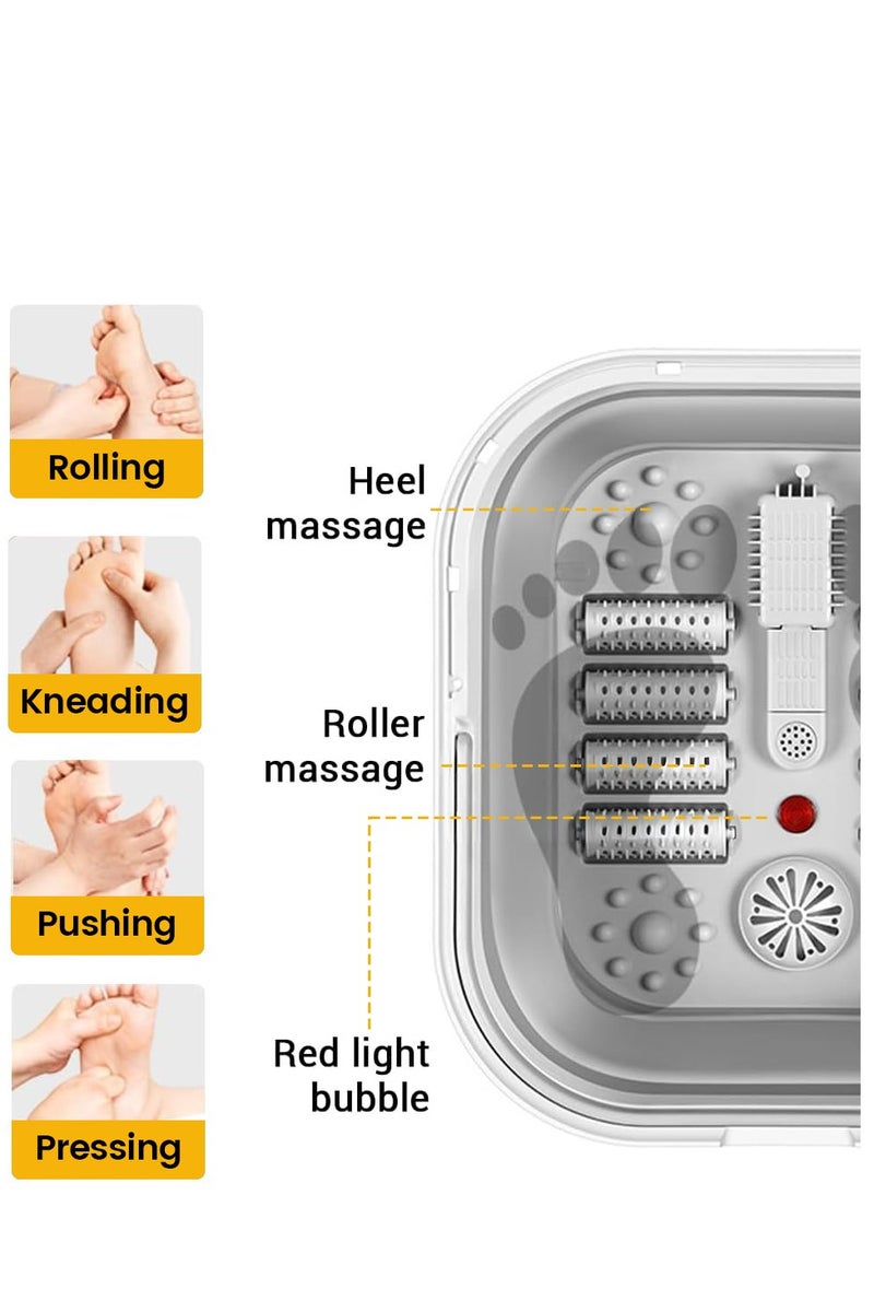 إيسي حمام سبا القدمين القابل للطي مع الحرارة ومزلجات التدليك، مدلك القدمين القابل للطي مع نقاط التدليك بالضغط، الضوء الأحمر، مع التسخين الذكي لمنتجع صحي المنزلي للاستخدام كهدية - Image 4