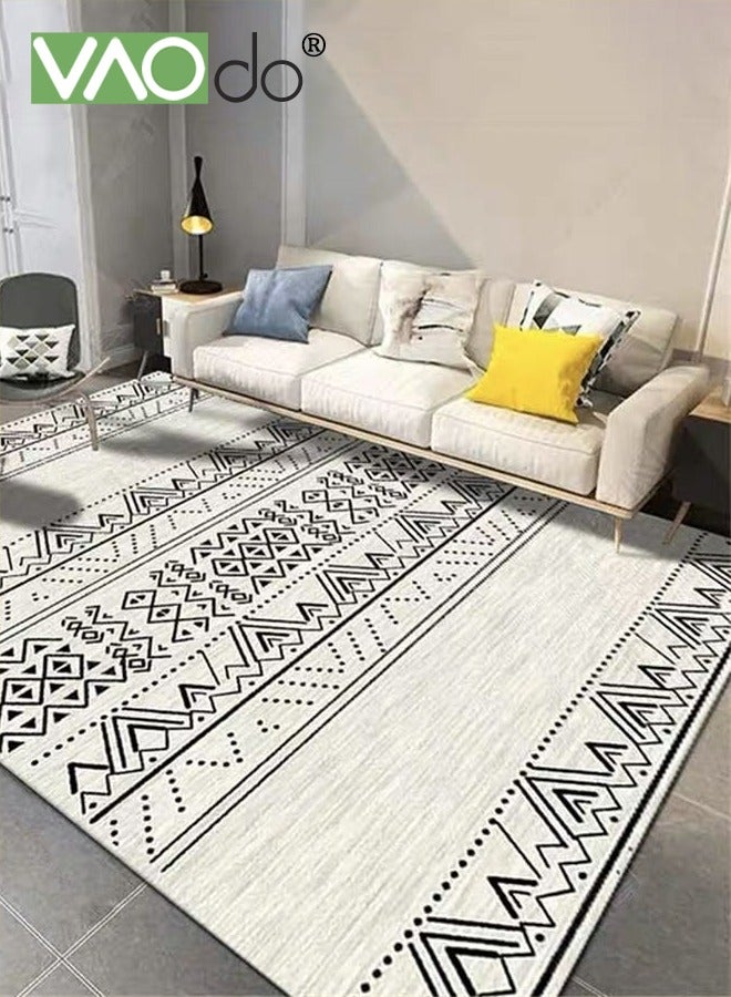 فاو دو سجاد منطقة، سجاد هندسي ناعم، غطاء أرضي عصري مانع للانزلاق قابل للغسل في الغسالة، سجادة منطقة من الصوف الصناعي منخفض الوبر لغرفة المعيشة غرفة نوم مكتب 80*120 سم  - Image 2