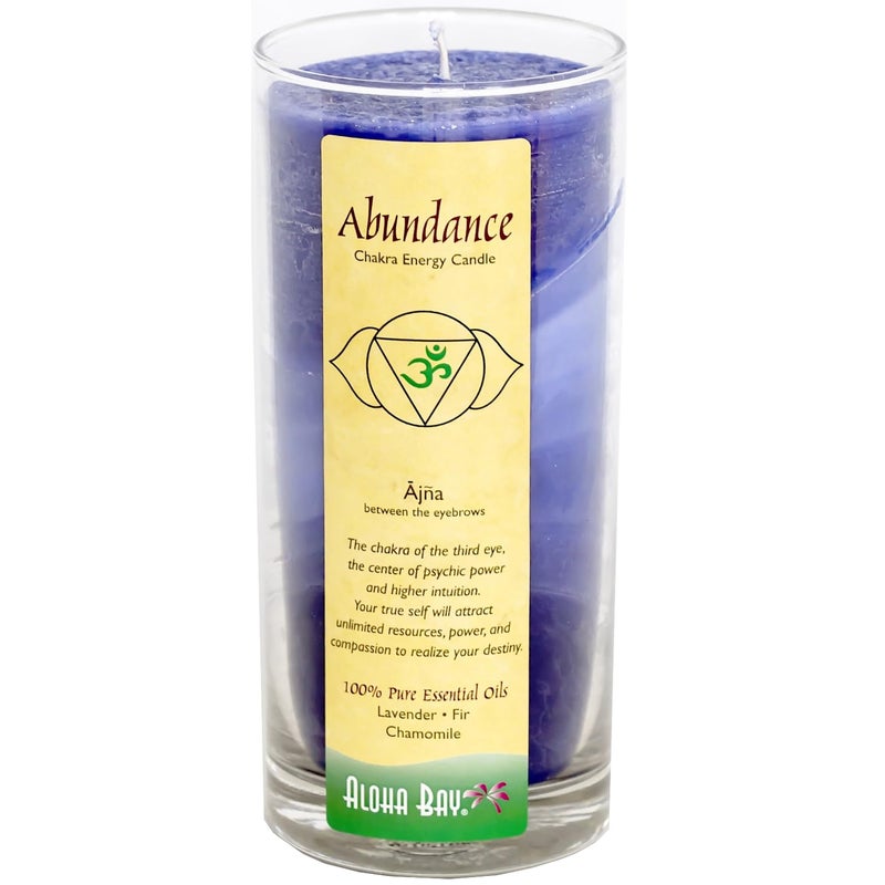 Aloha Bay Premium Scented Candle Hand Made Chakra Energy Jar | 11 Oz Jar | Abundance, Ajna| Yoga, Prayer & Meditation Candle | Long Burn 60 Hours | Essential Oils of Lavender, Fir & Chamomile | Aloha Bay - Image 1