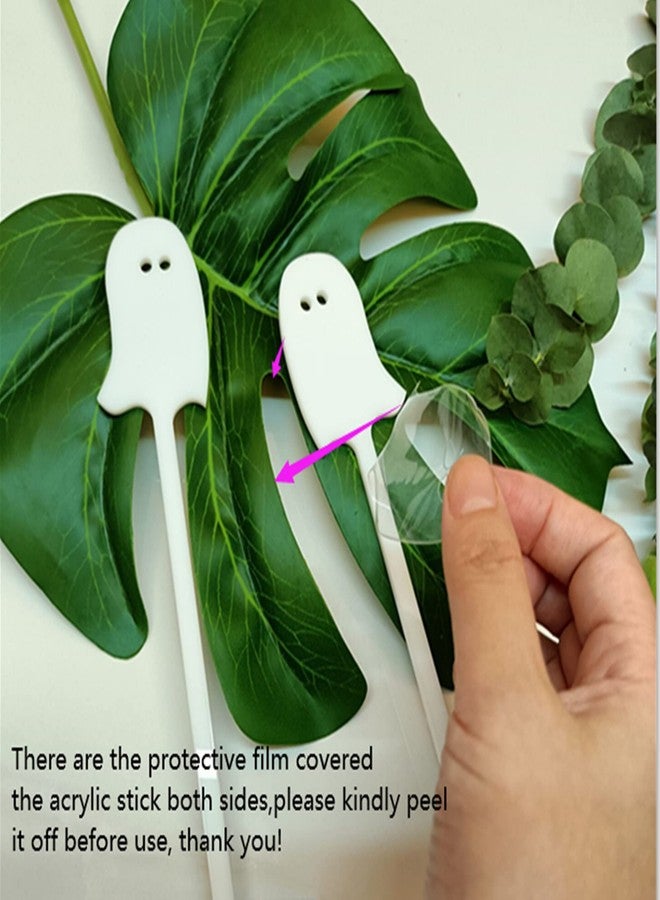 XIAOYUE Set of 20 Halloween Swizzle Sticks, Acrylic Ghost Party Stir Sticks for Holiday Party Decor (White) - Image 2