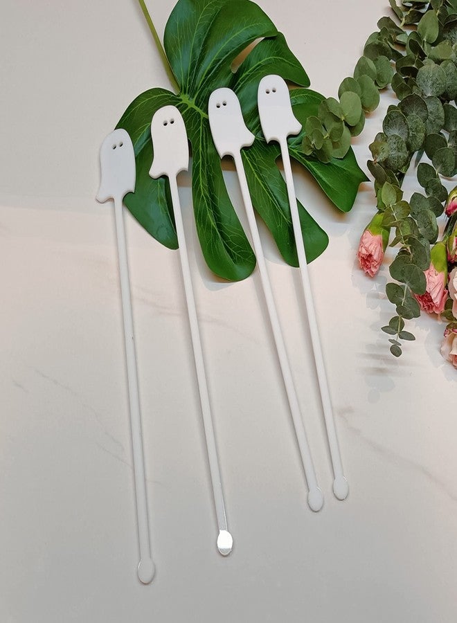 XIAOYUE Set of 20 Halloween Swizzle Sticks, Acrylic Ghost Party Stir Sticks for Holiday Party Decor (White) - Image 1
