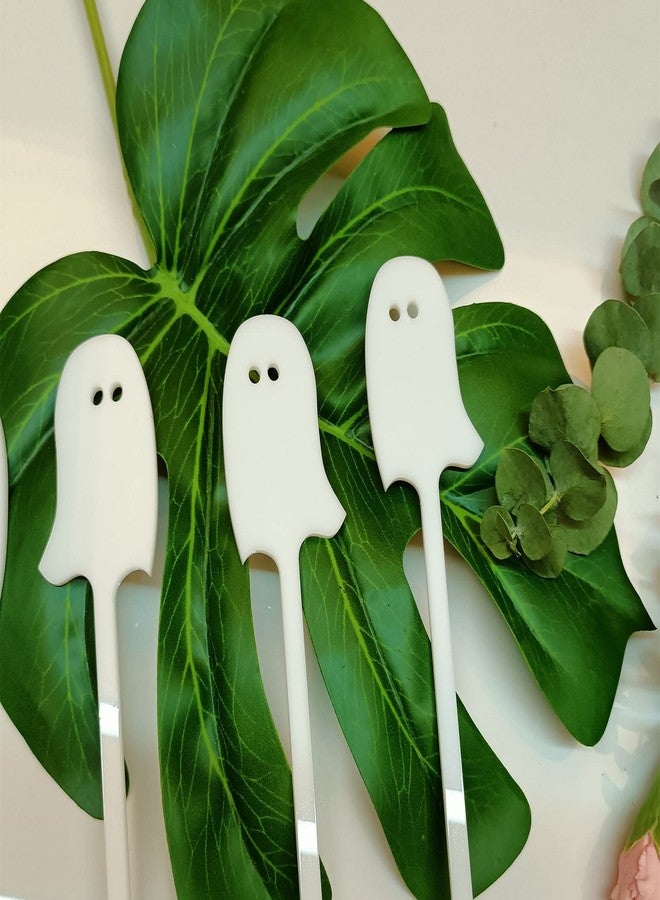 XIAOYUE Set of 20 Halloween Swizzle Sticks, Acrylic Ghost Party Stir Sticks for Holiday Party Decor (White) - Image 5