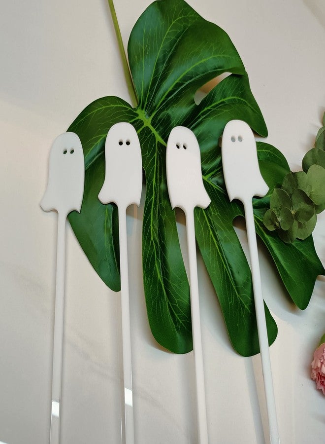 XIAOYUE Set of 20 Halloween Swizzle Sticks, Acrylic Ghost Party Stir Sticks for Holiday Party Decor (White) - Image 4