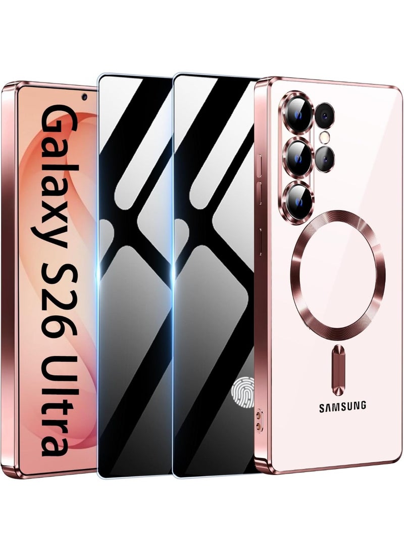 Samsung Galaxy S26 Ultra Magnetic Case with 2x Tempered Glass Compatible with MagSafe Plating Soft Glossy Luxury Cover For Samsung Galaxy S26 Ultra 6.9-inch - Image 1
