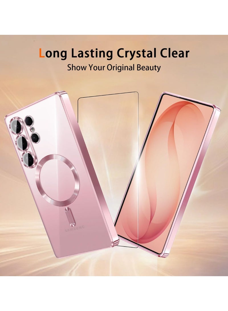Samsung Galaxy S26 Ultra Magnetic Case with 2x Tempered Glass Compatible with MagSafe Plating Soft Glossy Luxury Cover For Samsung Galaxy S26 Ultra 6.9-inch - Image 3