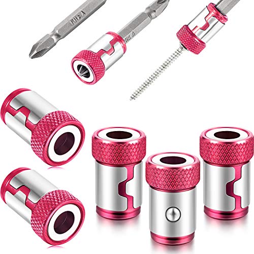 Mudder 5 Pieces Magnetic Screw Ring Bit Magnetizer Ring Metal Magnetizer Screw, Removable for 1/4 Inch/ 6.35 mm Hex Screwdriver and Power Bits (Red) - Image 4