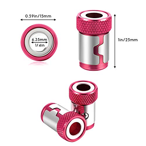 Mudder 5 Pieces Magnetic Screw Ring Bit Magnetizer Ring Metal Magnetizer Screw, Removable for 1/4 Inch/ 6.35 mm Hex Screwdriver and Power Bits (Red) - Image 3