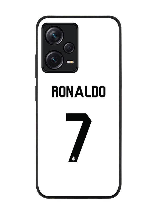 Stylizedd حافظة سوداء متينة لهاتف Redmi Note 12 Pro 5G، حافظة مرنة رقيقة من المطاط مع حواف مضادة للسقوط - قميص رونالدو الحقيقي - Image 1