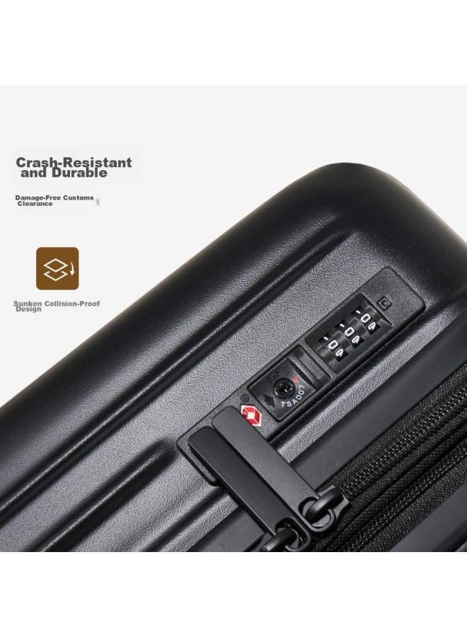 OIWAS Aihua Luggage Suitcase For Men And Women, Large Capacity Travel Case, 24-inch Spinner Wheels, Password Lock, Expandable, Swallow-tail Black - Image 4