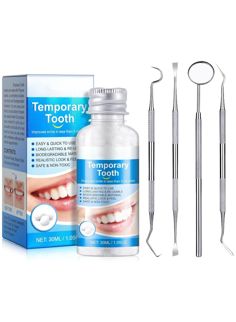 CMGTYYD Tooth Filling Repair Kit, Temporary Tooth Filling Tooth Repair Kit with 4 Dental Tools Re-Usable Safe False Teeth for Temporary Filling Fixing Missing Broken Tooth - Image 1