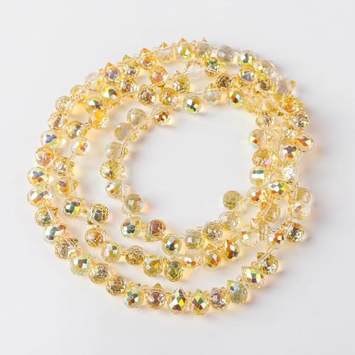 Novborcz 98Pcs Crystal Teardrops Novborcz 8x9mm Top Drilled Teardrops Chandeliers Pendants DIY Projects Earrings Necklaces Bracelets for Jewelry Making Home Hanging Decorations Shiny Yellow - Image 1