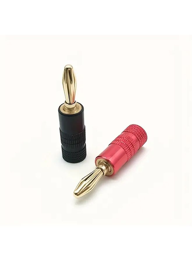 1 Pair Heavy Duty Banana Plug Connectors Gold Plated Copper 4mm With Black And Red Insulated Terminals For Audio Video Cables Speaker Systems Home Theater Durable Construction Easy Plug And Play Installation No Batteries Or Electronics Required Ideal For DIY Projects Compatible With Banana Plug Cables Right Angle Banana Plugs - Image 5