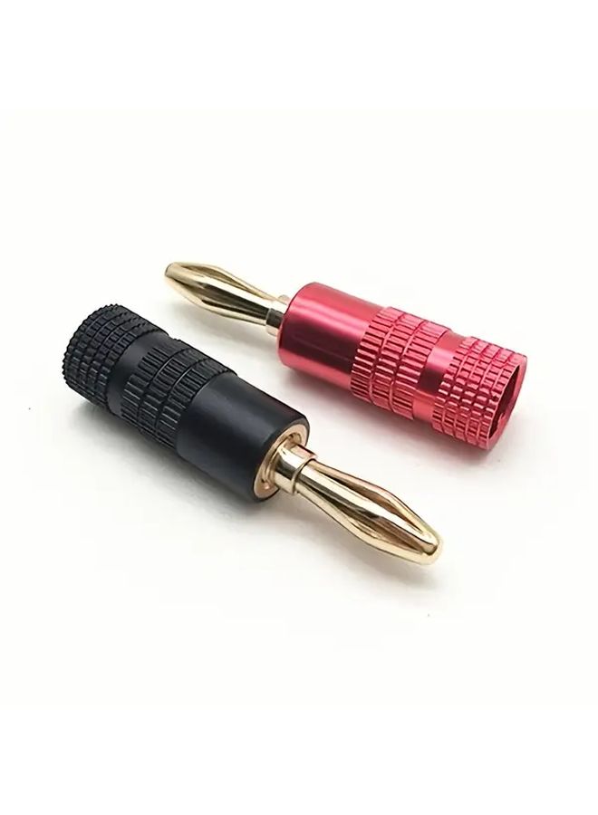 1 Pair Heavy Duty Banana Plug Connectors Gold Plated Copper 4mm With Black And Red Insulated Terminals For Audio Video Cables Speaker Systems Home Theater Durable Construction Easy Plug And Play Installation No Batteries Or Electronics Required Ideal For DIY Projects Compatible With Banana Plug Cables Right Angle Banana Plugs - Image 4