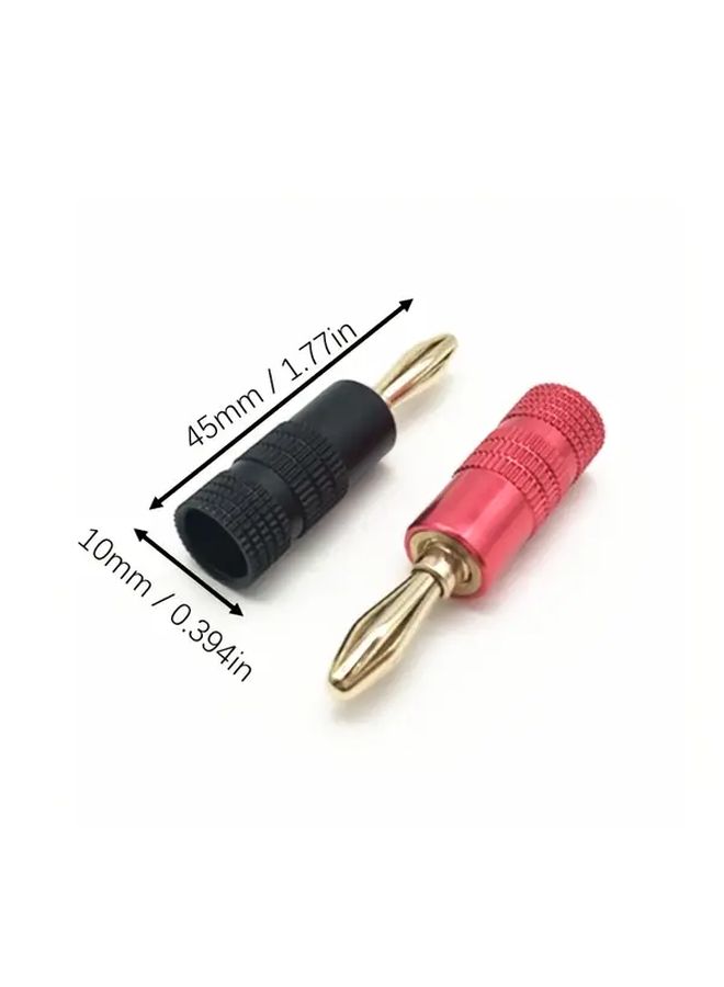 1 Pair Heavy Duty Banana Plug Connectors Gold Plated Copper 4mm With Black And Red Insulated Terminals For Audio Video Cables Speaker Systems Home Theater Durable Construction Easy Plug And Play Installation No Batteries Or Electronics Required Ideal For DIY Projects Compatible With Banana Plug Cables Right Angle Banana Plugs - Image 2