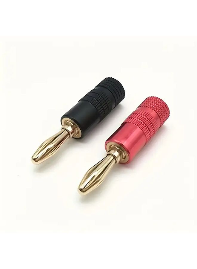 1 Pair Heavy Duty Banana Plug Connectors Gold Plated Copper 4mm With Black And Red Insulated Terminals For Audio Video Cables Speaker Systems Home Theater Durable Construction Easy Plug And Play Installation No Batteries Or Electronics Required Ideal For DIY Projects Compatible With Banana Plug Cables Right Angle Banana Plugs - Image 3