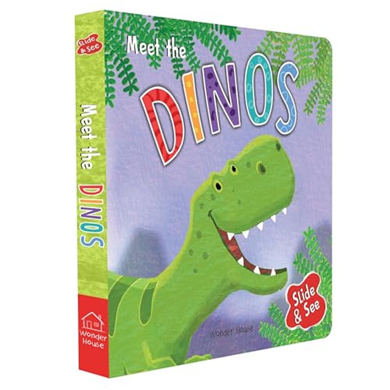 Slide And See Meet The Dinos Sliding Novelty Board Book For Kids