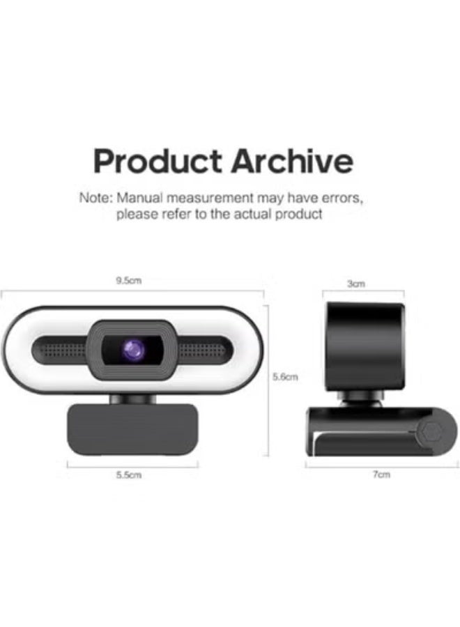 كاميرا ويب 1080P بدقة عالية مع ميكروفون مدمج وإضاءة بثلاث مستويات، دوران 360 درجة، متوافقة مع أنظمة متعددة للاجتماعات والبث - Image 5