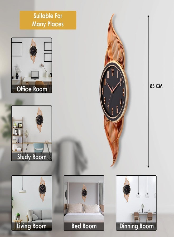 De'rons Silent Wall Clock for Living Room Stylish Latest Decorative Designer Vertical Fancy Contemporary Hanging Wall Clock for Bedroom New Home Decor Wall Decoration Gift (33 x 83 cm) DC2897 (Black) - Image 3