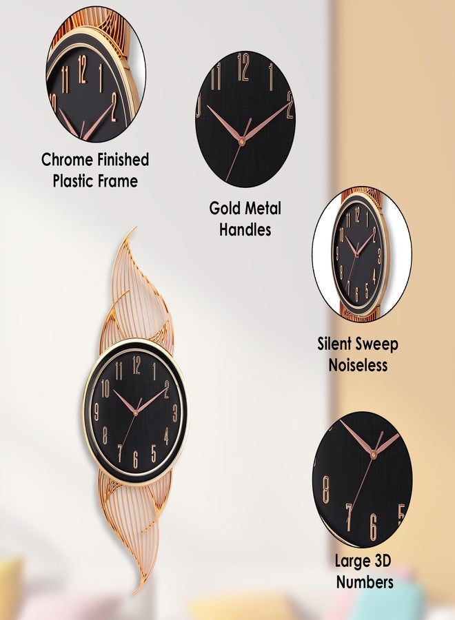 De'rons Silent Wall Clock for Living Room Stylish Latest Decorative Designer Vertical Fancy Contemporary Hanging Wall Clock for Bedroom New Home Decor Wall Decoration Gift (33 x 83 cm) DC2897 (Black) - Image 2