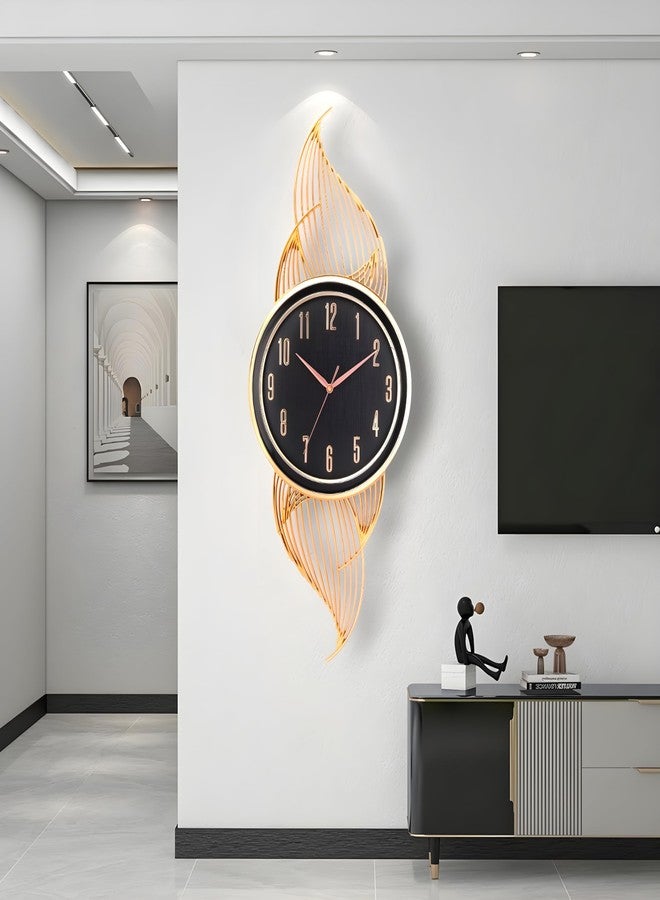 De'rons Silent Wall Clock for Living Room Stylish Latest Decorative Designer Vertical Fancy Contemporary Hanging Wall Clock for Bedroom New Home Decor Wall Decoration Gift (33 x 83 cm) DC2897 (Black) - Image 1