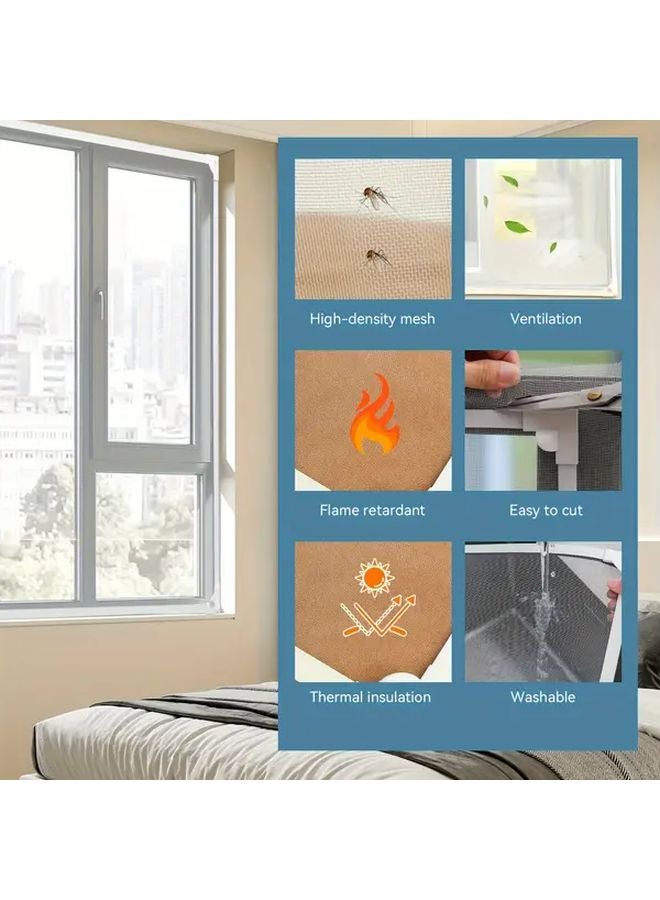 White Magnetic Window Screen 110x150cm Mosquito Proof Easy Install Self Trimming - Image 3