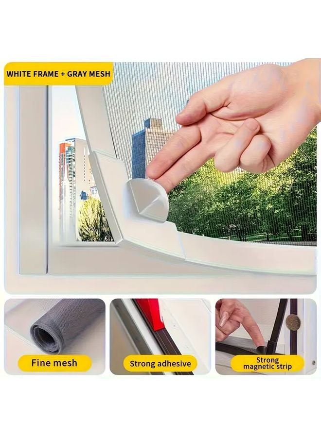 White Magnetic Window Screen 110x150cm Mosquito Proof Easy Install Self Trimming - Image 2