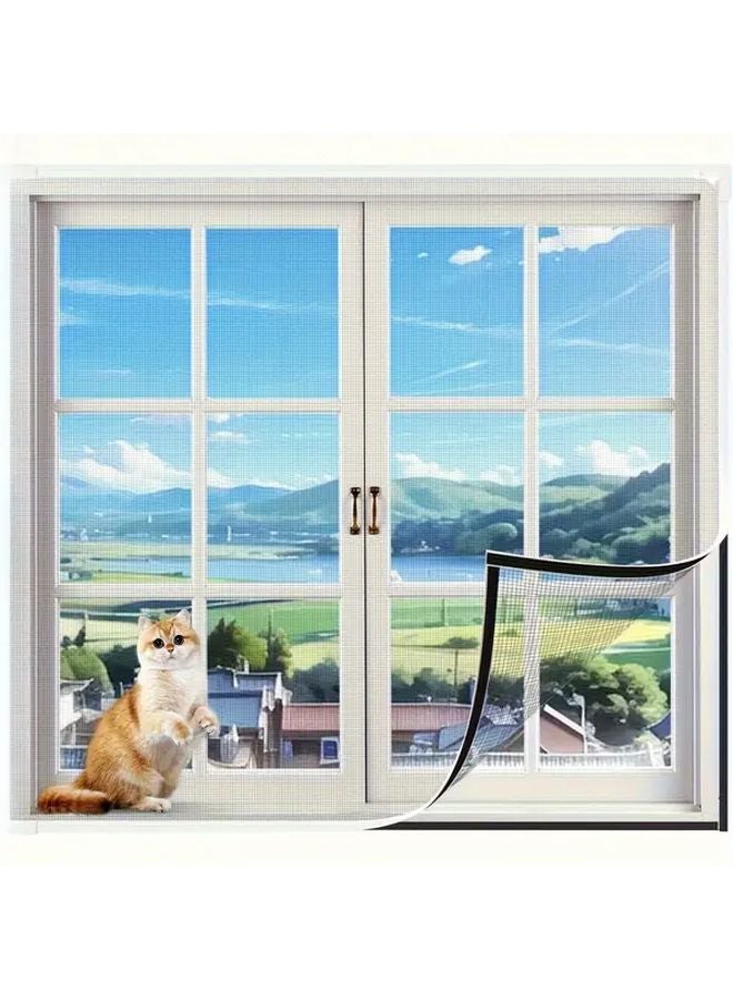 White Magnetic Window Screen 110x150cm Mosquito Proof Easy Install Self Trimming - Image 4