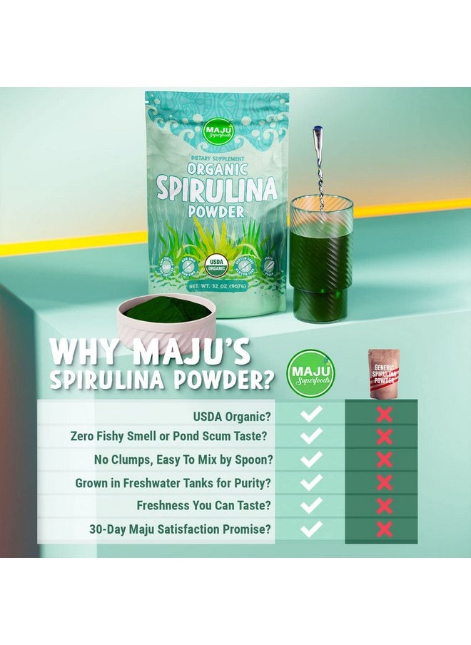 Maju Superfoods Maju Organic Spirulina Powder 2 Pound Dark Rich Green Nonirradiated Nongmo Vegan Glutenfree Jumbo Size  - Image 4