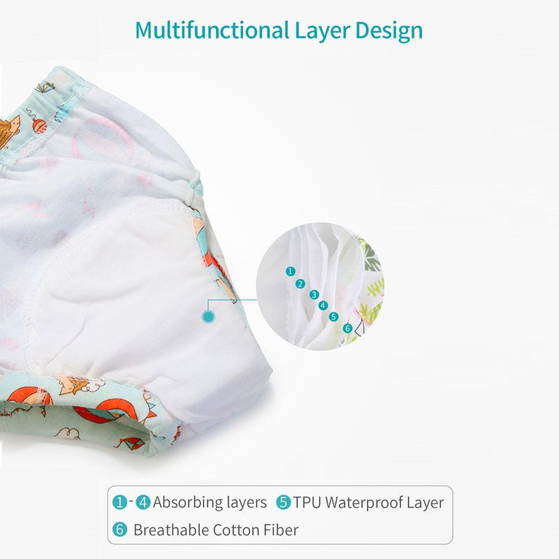 Insular 2 Pcs Training Pants Underwear 6 Layers Breathable Cotton Toddler Potty Training Underwear - Image 5