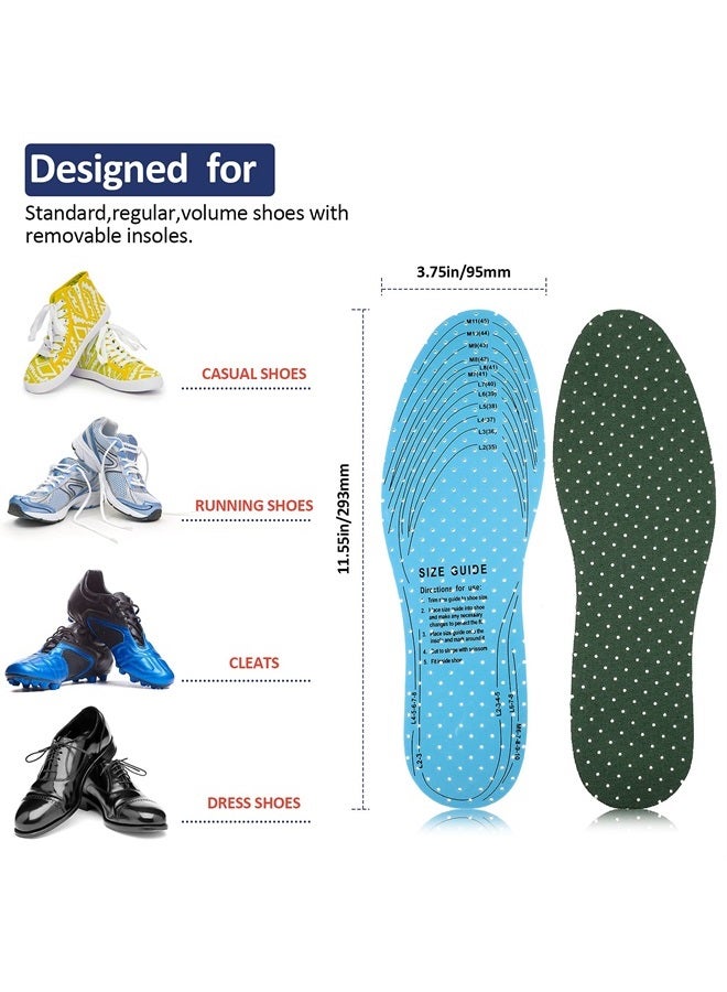 Sintege 3 Pairs Breathable Shoe Insoles Inserts Ultra-Soft Cushioning Walking Comfort Insoles Double-Layer Latex Foam Perforated Insoles Replacement Insoles for Men 7-11 Woman 2-8 (Khaki, Green, Blue) - Image 3