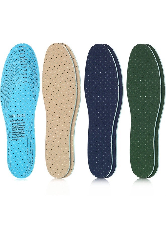 Sintege 3 Pairs Breathable Shoe Insoles Inserts Ultra-Soft Cushioning Walking Comfort Insoles Double-Layer Latex Foam Perforated Insoles Replacement Insoles for Men 7-11 Woman 2-8 (Khaki, Green, Blue) - Image 1