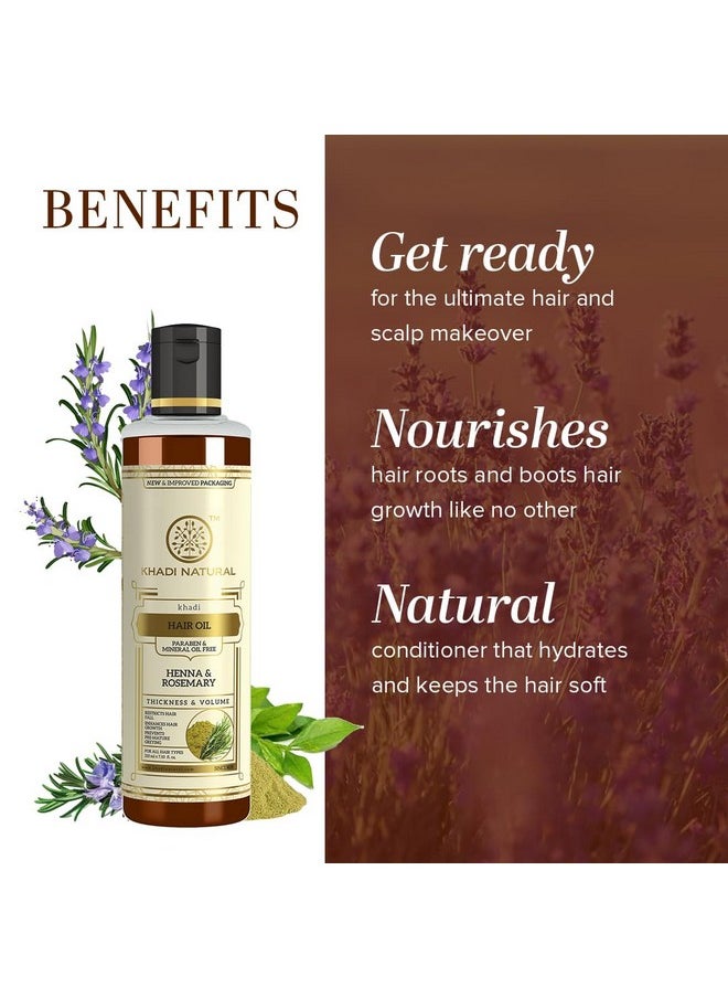 Khadi Natural Rosemary & Henna Hair Oil, Natural Oil For Thick & Voluminous Hair Oil For Controlling Hair Fall & Premature Greying, Paraben & Mineral Oil Free, Suitable For All Hair Types, 210Ml  - Image 2
