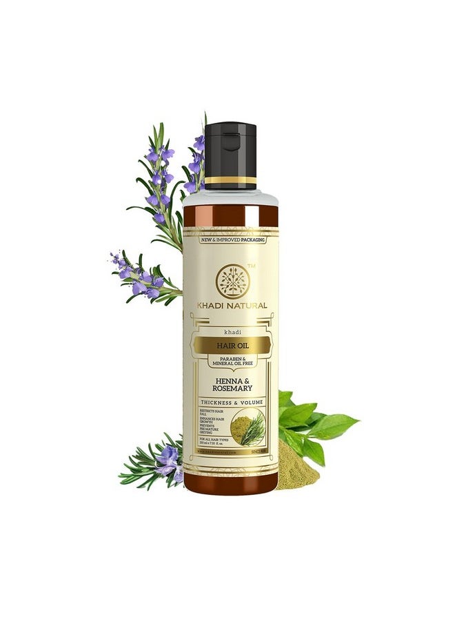 Khadi Natural Rosemary & Henna Hair Oil, Natural Oil For Thick & Voluminous Hair Oil For Controlling Hair Fall & Premature Greying, Paraben & Mineral Oil Free, Suitable For All Hair Types, 210Ml  - Image 1