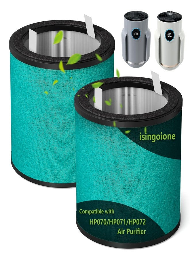 isingoione فلتر بديل HP071BRN HP072 متوافق مع أجهزة تنقية الهواء Shark NeverChange HP072 وHP071BRN وHP070 H13 HEPA وفلتر الكربون النشط للعناية بالحيوانات الأليفة، عبوة من قطعتين - Image 1