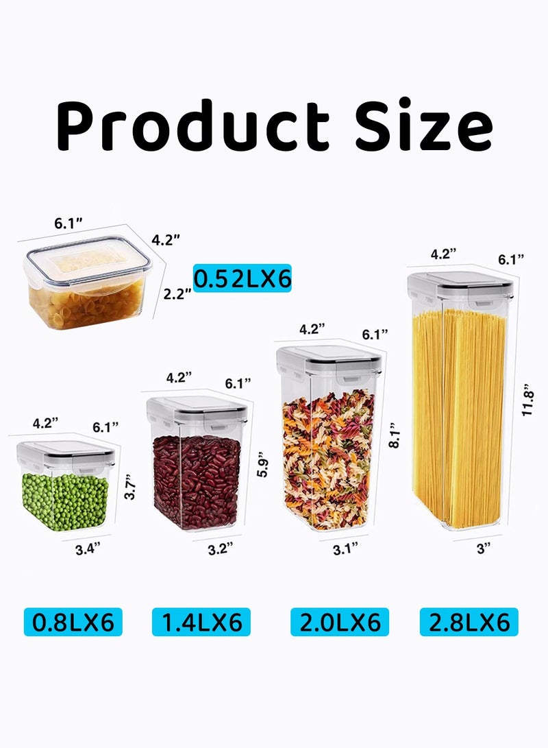 LEOKOR 30 Pack Airtight Kitchen Storage Organizer, Stackable Boxes Containers with Labels, BPA-Free Plastic Food Storage Containers for Sugar, Snack, Baking Supplies - Image 4