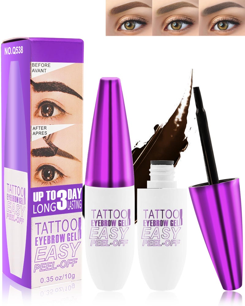 LYSdefeu Peel Off Tattoo Eyebrow Gel Tinting2pcs Brown PeelOff Tinted Eye Brow Tint Waterproof Longlasting Transferproof Eyebrow Gel Peel OffUp to 3 DaysMothers Day Makeup Gift Kit for Women Girl02 - Image 3