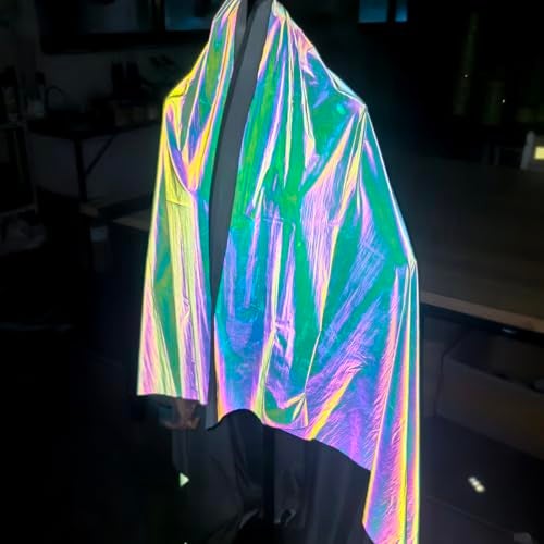 JINBING High Visibility Rainbow Colorful Reflecive Fabric Light Soft Lightweight Material for Clothing Size: 55 in x 2yd - Image 1