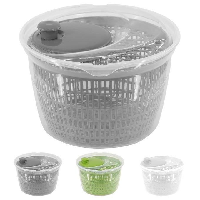LARGE SALAD SPINNER VEGETABLE VEG LEAF DRYER DRAINER COLANDER PLASTIC BOWL