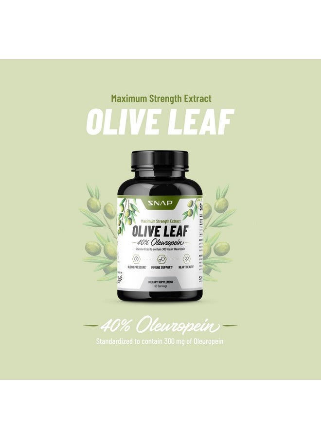 SNAP SUPPLEMENTS Olive Leaf Extract Capsules - Super Strength 40% Oleuropein for Blood Flow Support, Improve Digestion, Antioxidant Boost Supplement, Improve Brain Function (60 Capsules)  - Image 2