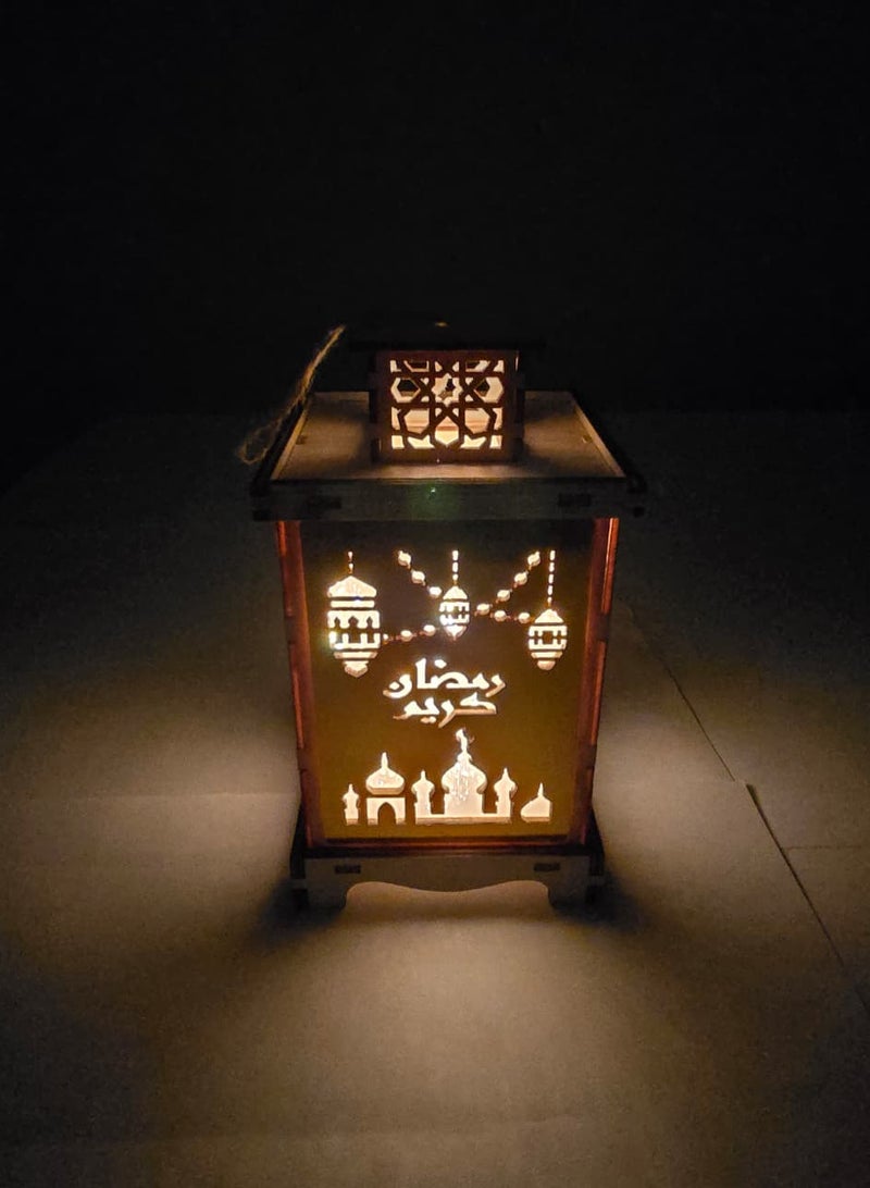 Yuwell Wooden Ramadan Lantern Ramadan Kareem Decoration Light Eid Decoration Lantern Lamp For Indoor And Outdoor Use Decoration Ramadan Light - Image 3