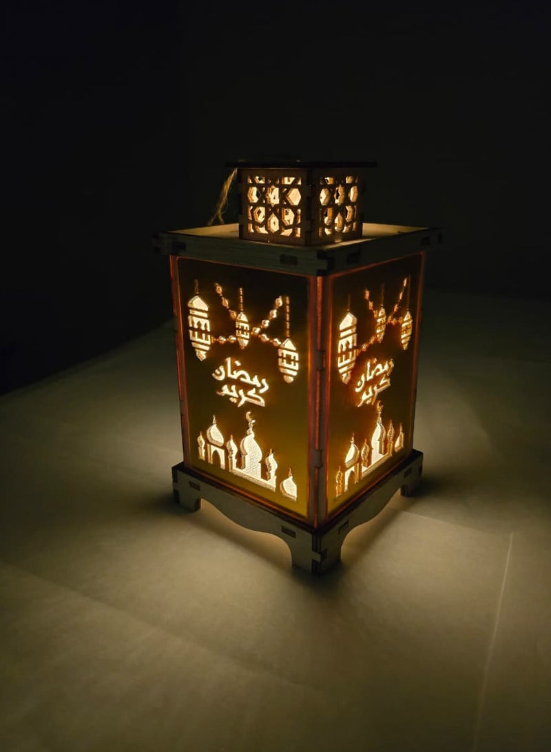 Yuwell Wooden Ramadan Lantern Ramadan Kareem Decoration Light Eid Decoration Lantern Lamp For Indoor And Outdoor Use Decoration Ramadan Light - Image 4
