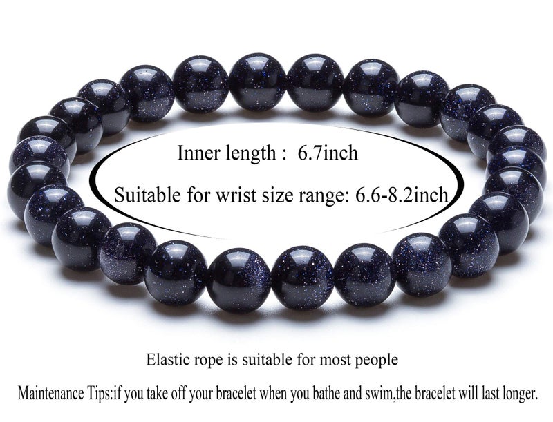 Hamoery Men Women 8mm Natural Stone Lava Rock Diffuser Bracelet Elastic Yoga Agate Beads Bracelet Bangle - Image 3