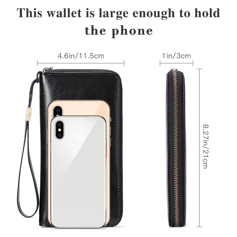 SENDEFN Leather Women's Wallets RFID Blocking Zip Around Large Capacity Long Credit Card Holder Wallet - Image 4