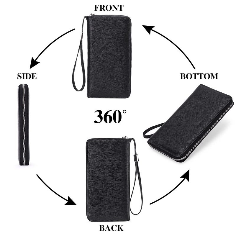 SENDEFN Leather Women's Wallets RFID Blocking Zip Around Large Capacity Long Credit Card Holder Wallet - Image 5