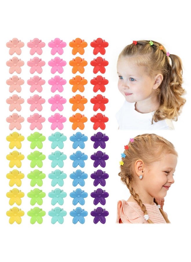 choicbaby 50Pcs Baby Hair Clips For Girls 10 Different Variety Of Colors Cute Baby Hair Accessories Mini Flower Hair Clip For Infant Fine Hair  - Image 1